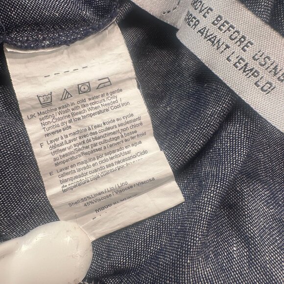 Highline Collective Denim Mini Dress Fringe Tassel Womens Short Sleeve Chambray - Picture 6 of 13